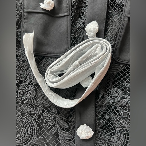 Self Portraits Black Lace Button Front Midi Dress - Picture 6 of 6